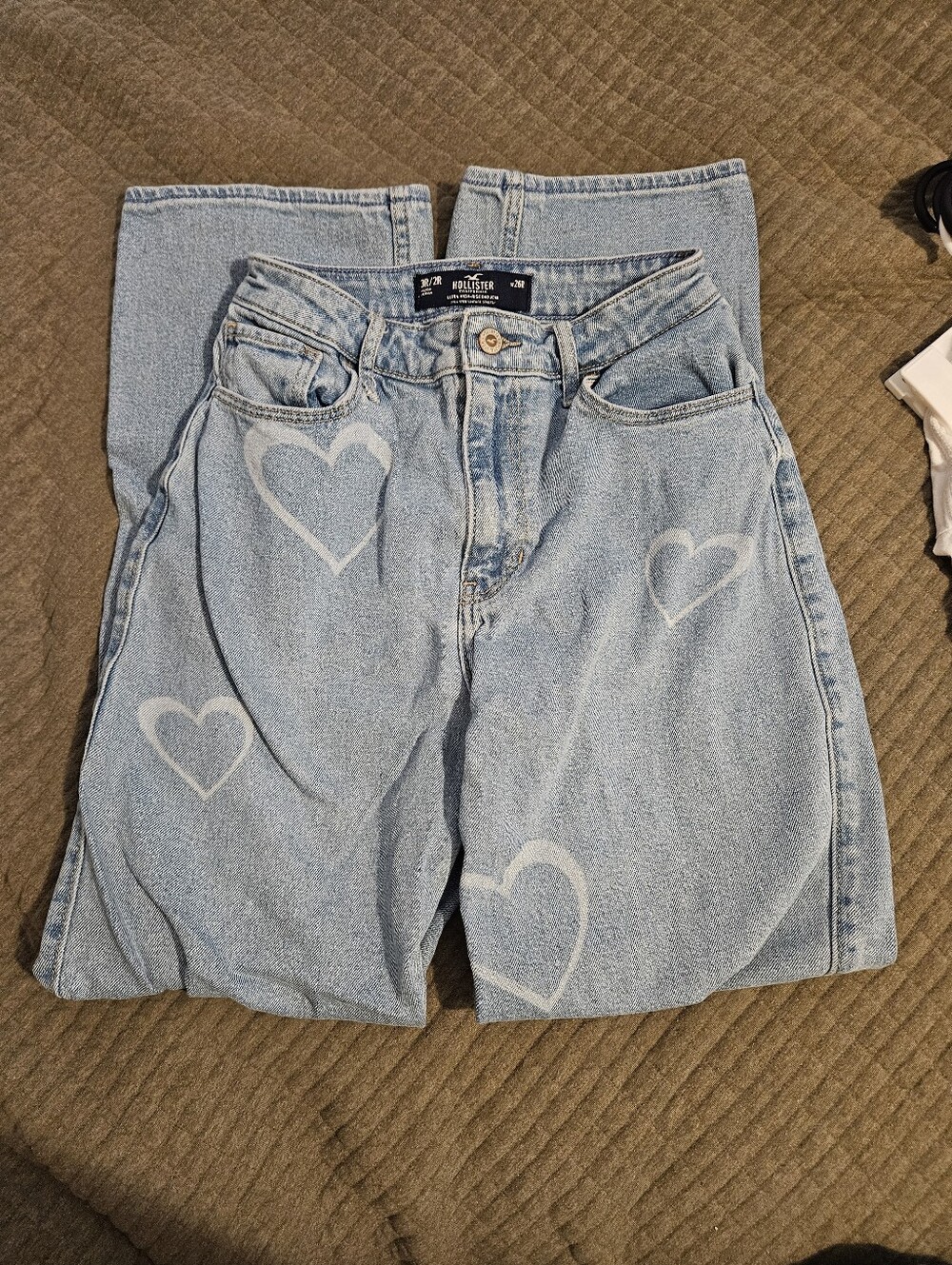 Hollister Co. Heart Print Denim Jeans 26 W